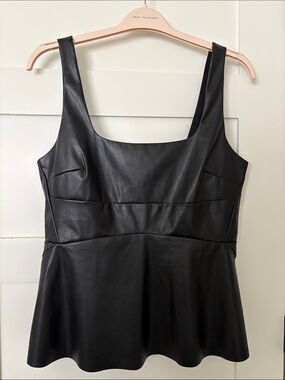 *New* Faux Leather Black Peplum Tank